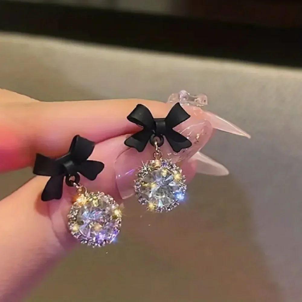 🔅🆕🔅🎀 Elegant Chic Black Bow 🎀 Knot Drop Earrings✨